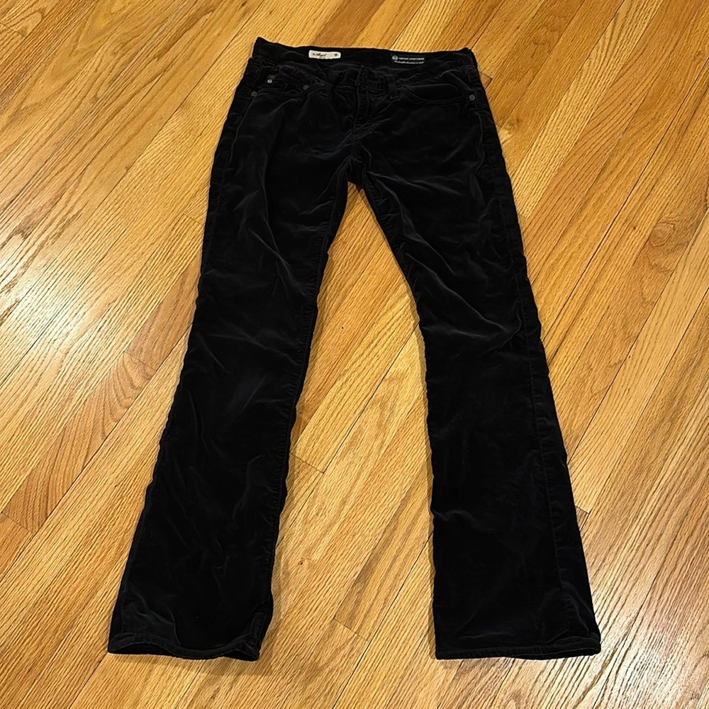 Black velvet flare leg low-rise